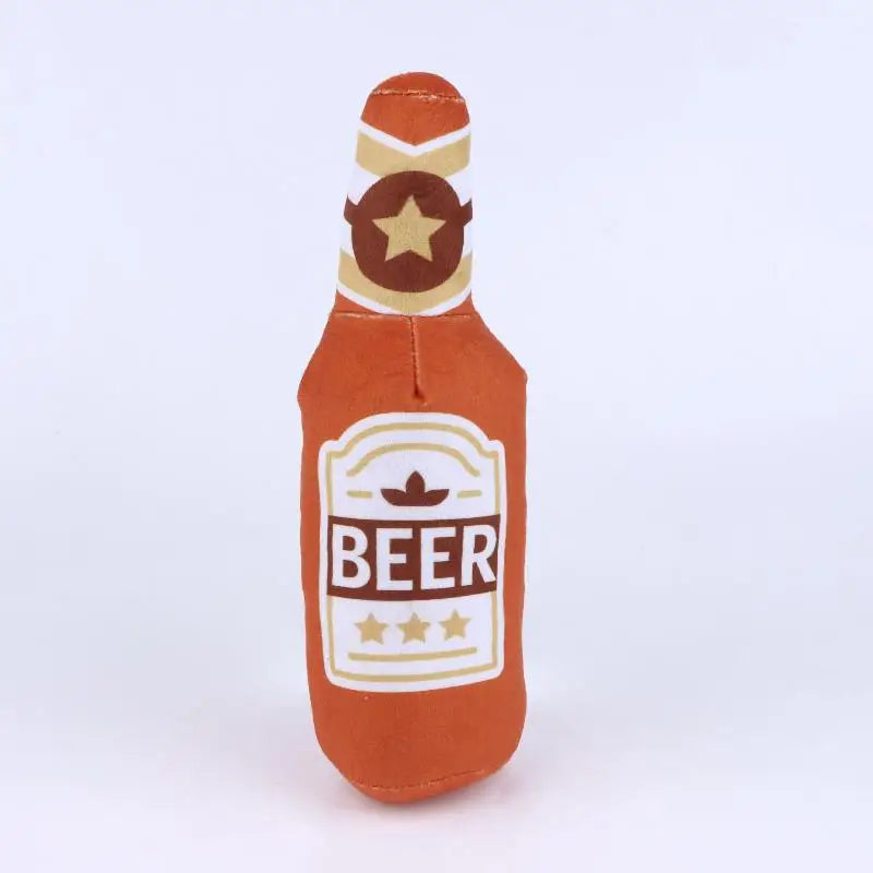 Chewable Interactive Sound Toys Realistic Beer Bottle Shaped Squeaky Qme Orange