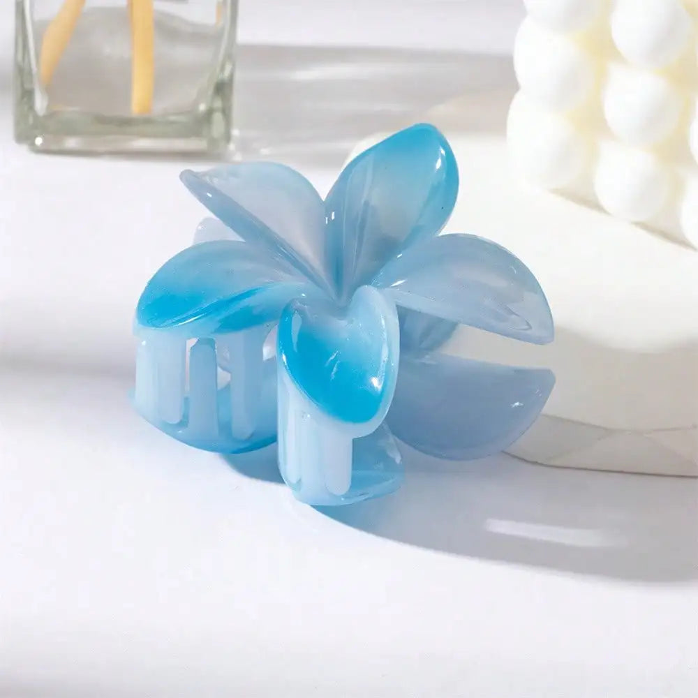 Summer Beach Flower Hair Claw Clips Thick Strong Fixation Non-slip Qme blue