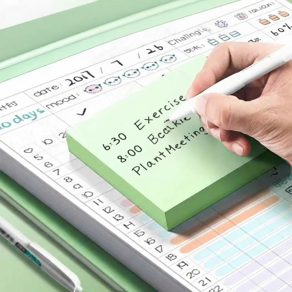 100-sheet Green Sticky Note Pad Small Strips Student Use Memo Qme