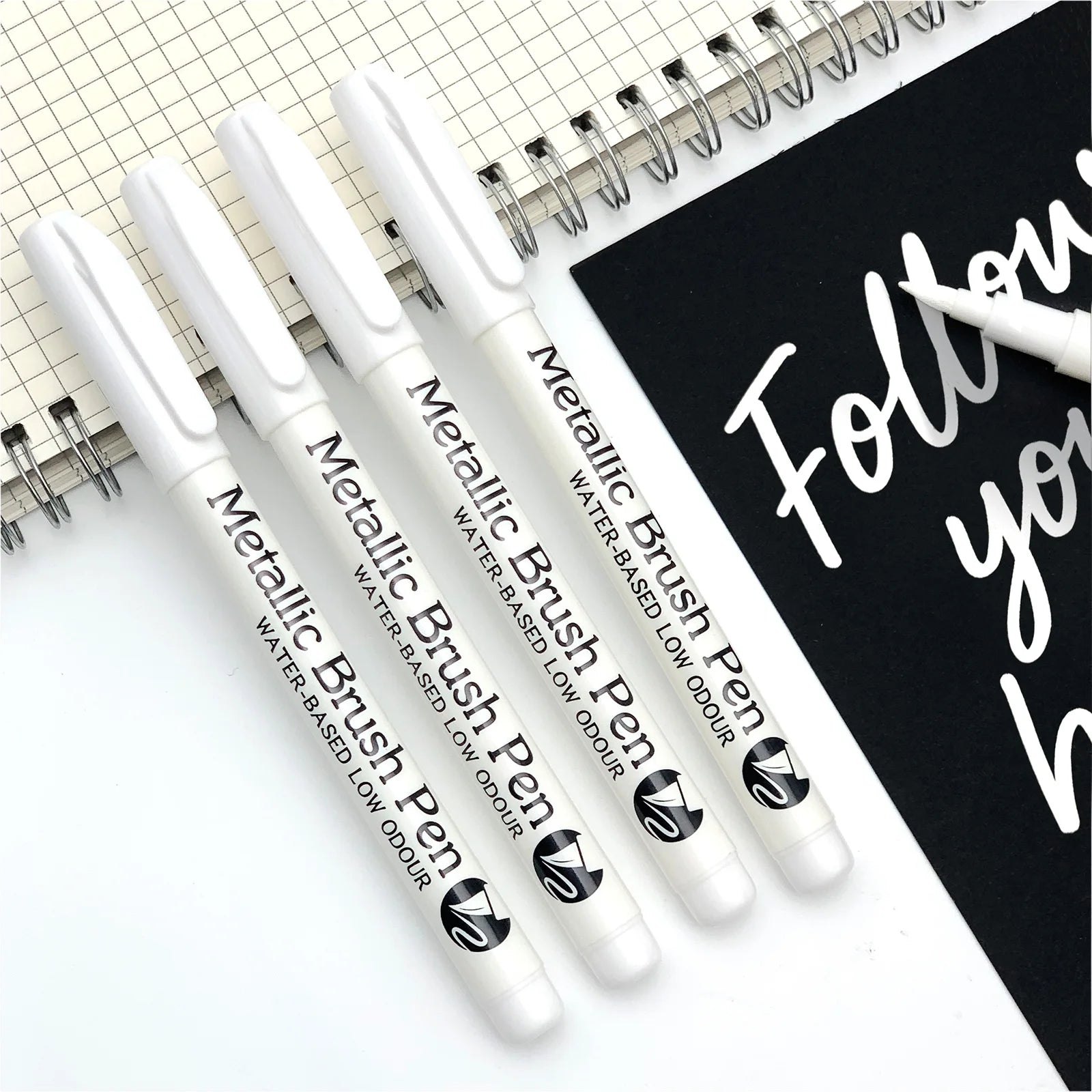 Brush Metallic Marker Pens White/Gold/Silver/Copper Color Permanent Art Marker For Crafts Scrapbooking Stationery Supplies Qme