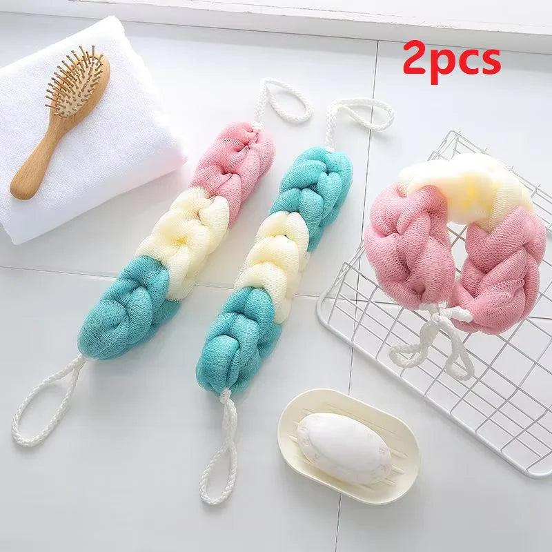 Colour Block Bath Balls Bath Strips Bath Towels Adult Back Rubbing Bath Towels Mud Rubbing Bath Towels Foam Mesh Qme 2pcs Color Random