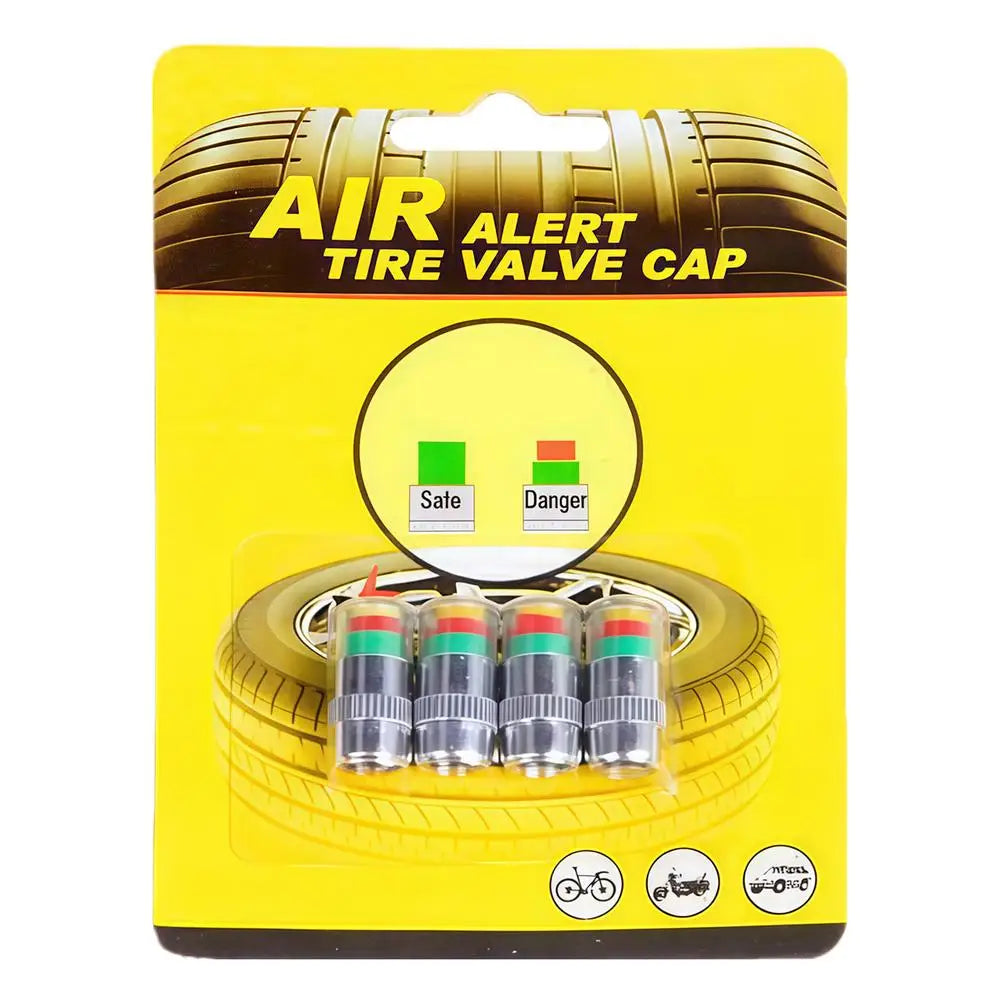 Tire Pressure Monitoring Caps 4 Pieces Sensor Alert Car Monitoring Valve Covers for Long-Distance Travel Motorcycle Truck SUV Qme A