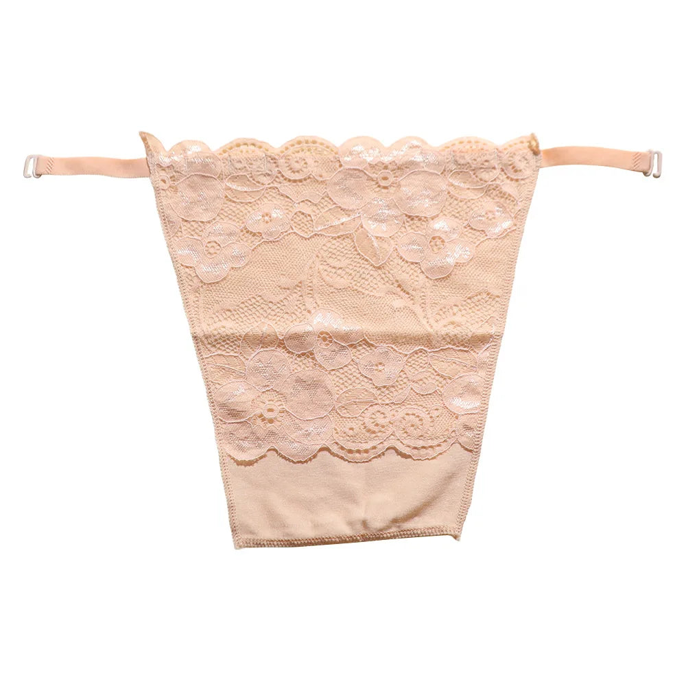 Flower Strapless Insert Wrapped Chest Double Layer Mesh Lace Qme apricot One Size