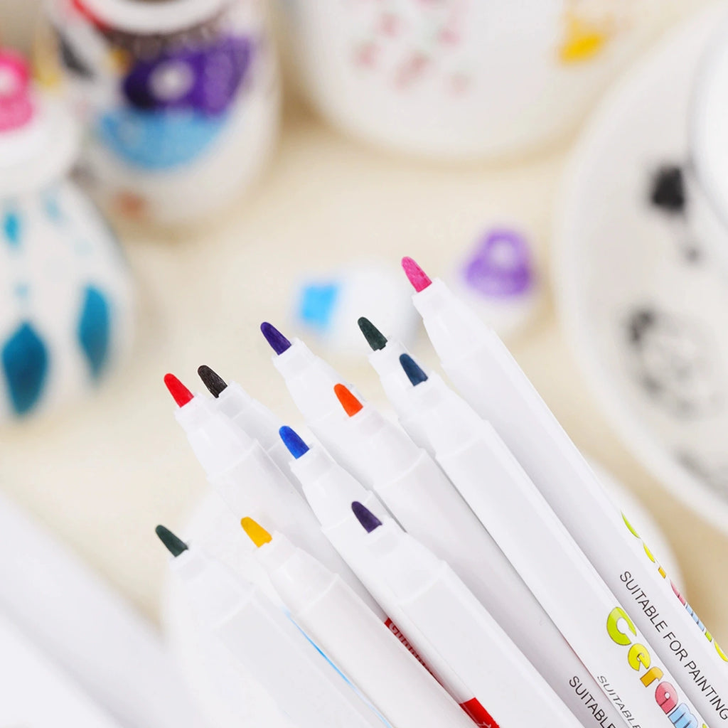 12 Colors Ceramic Paint Marker Pens Acrylic Paint Pens, for Art DIY Ceramic Painting, Wood, Paint Glass Drawing Supplies Qme