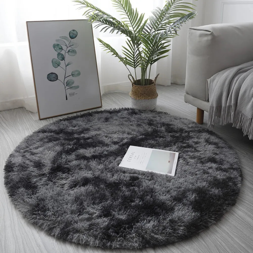 Super Soft Plush Round Rug Mat Anti-Skid Fluffy-Mat White Pink Carpets For Living Room Home Bedroom Bedroom Decoration Qme Dark Gray 40CM