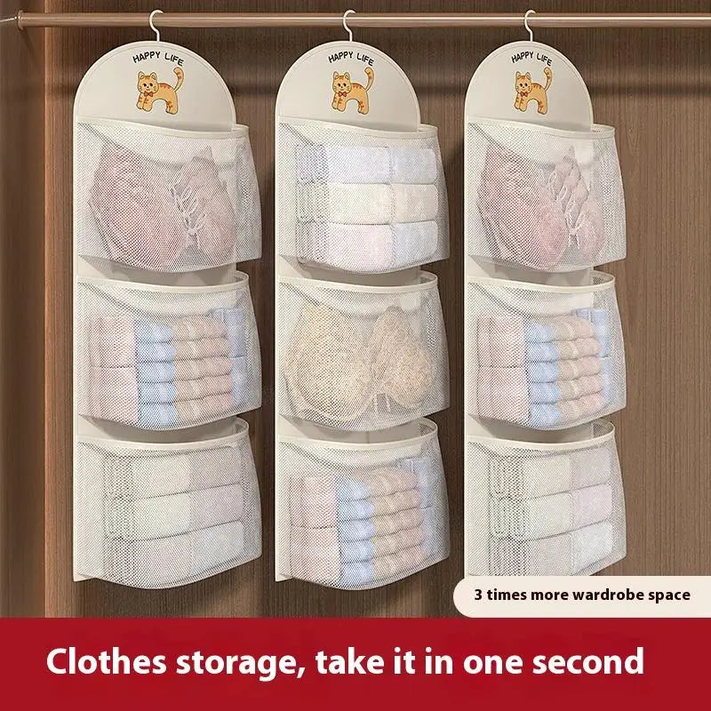 2 3Layer Large Capacity Storage Mesh Bag Underwear Socks Breathable Qme