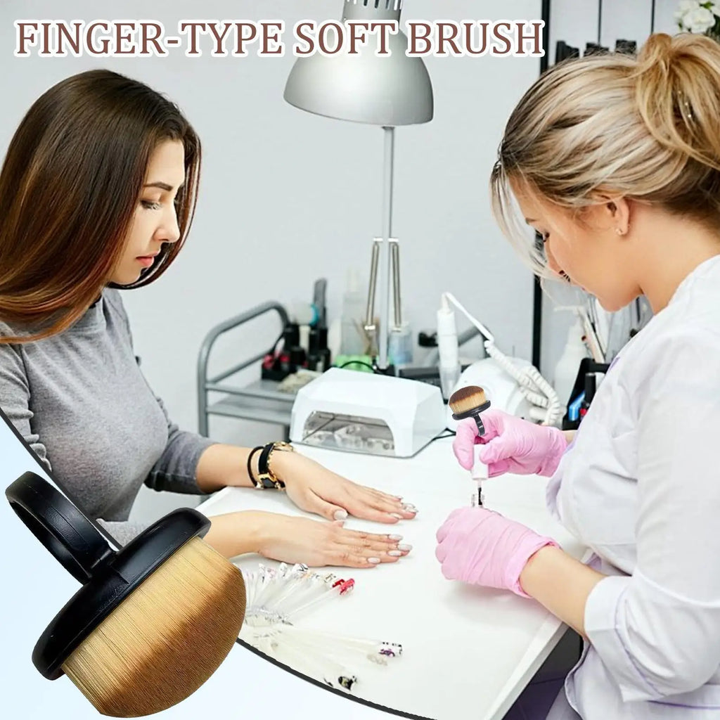 Finger Ring Cleaning Brush Finger Ring Nail Dust Brush for Nail and Toenail Soft Manicure Duster Tools for Home Salon Indoor Qme
