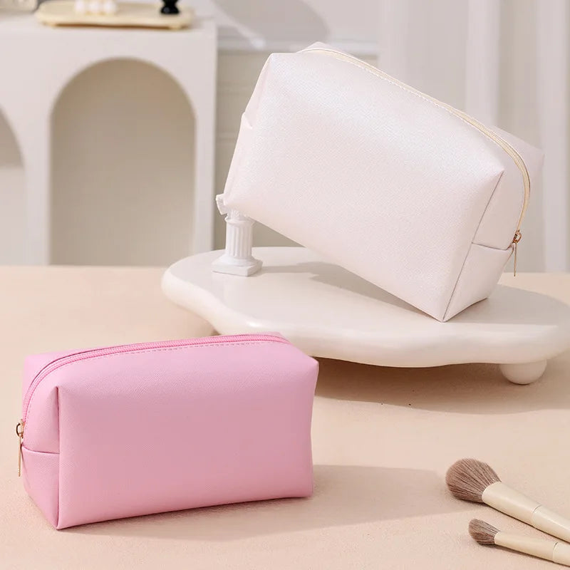 A 1pcs PU Leather Portable Toiletry Bags Waterproof Travel Make Up Bags for Women Small Medium Large Cosmetic Organizer Bags Qme