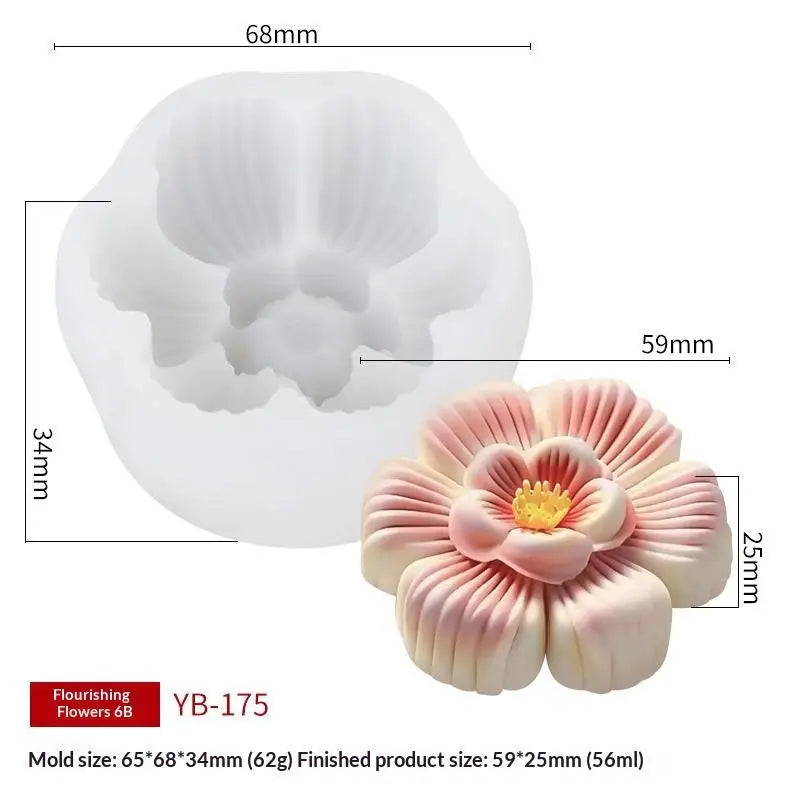 3D Flower Shape Silicone Molds Ice Pastry Baking Tool Jelly Candy Qme B