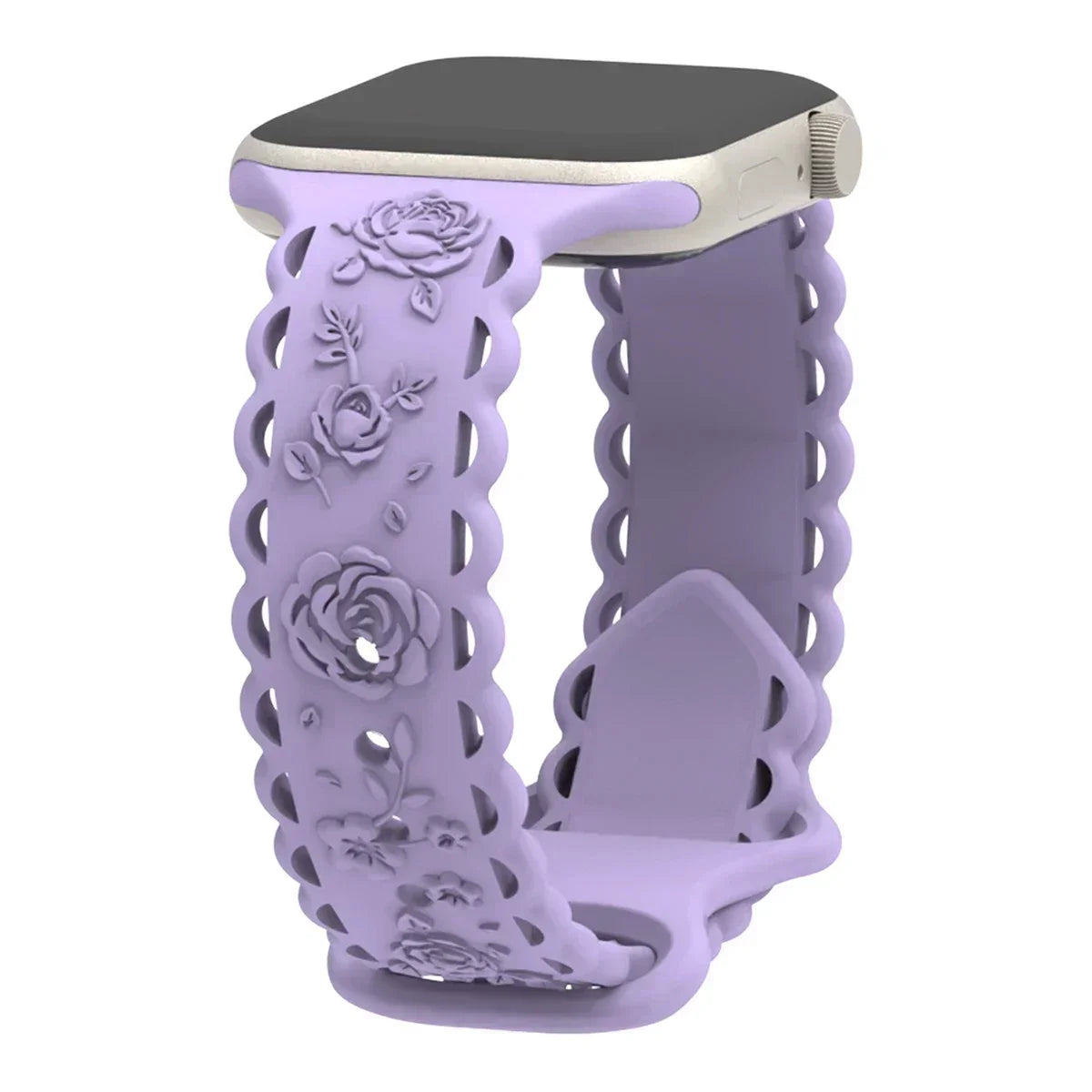Engraved Floral Strap for Apple Watch Ultra2 49mm 45 44 42 41 40mm 38mm Silicone Band for IWatch Series 9/8/7/6/5/4/3/2/SE Ultra Qme LPu 02 42mm 44mm 45mm 49mm