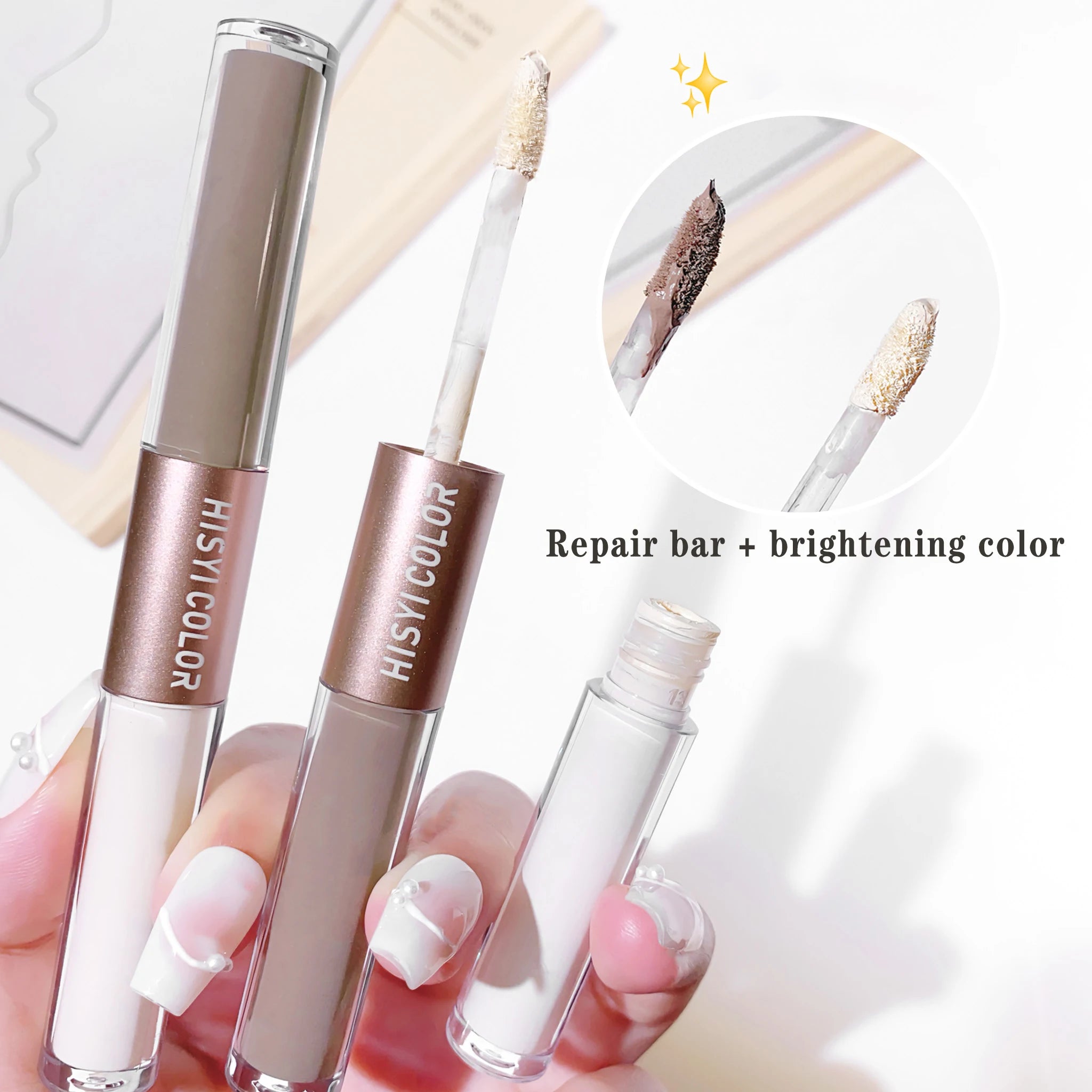 Double-headed high-gloss contouring stick, one stick to complete lifting and contouring, 3D nose bridge & V-shaped face makeup Qme