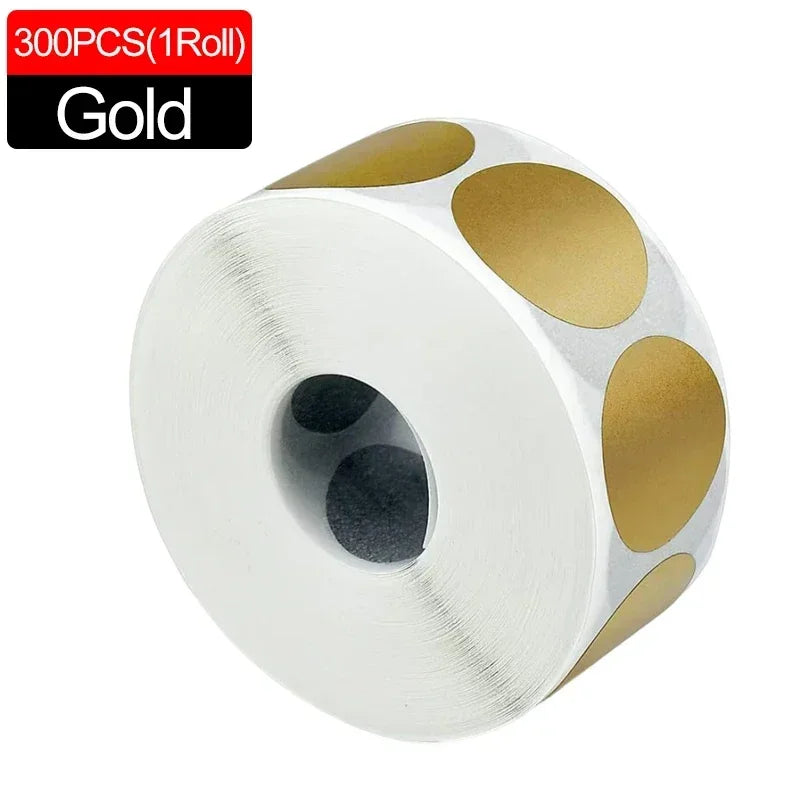 600Pcs Scratch Off Stickers Round Shape Labels Sticker Gold Silver DIY Handmade for Game Scratch Sticker Labels Party Supplies Qme 300PCS-Gold