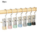 30pcs Clothes Pins Clips With Hook, Stainless Steel High Elasticity Good Persistence For Clothes, Wardrobe Hooks, Socks Qme Random 30pcs