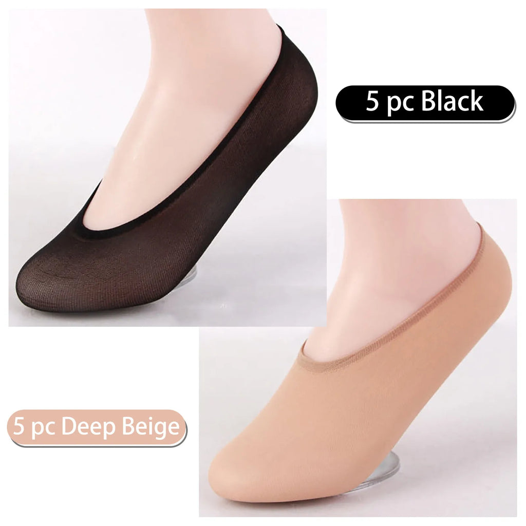 Black Deep Beige10 Pairs/Set Women No Show Socks Silky Velvet Ultra Low Cut Non-Slip Thin Liner Socks Hidden Socks Qme A One Size
