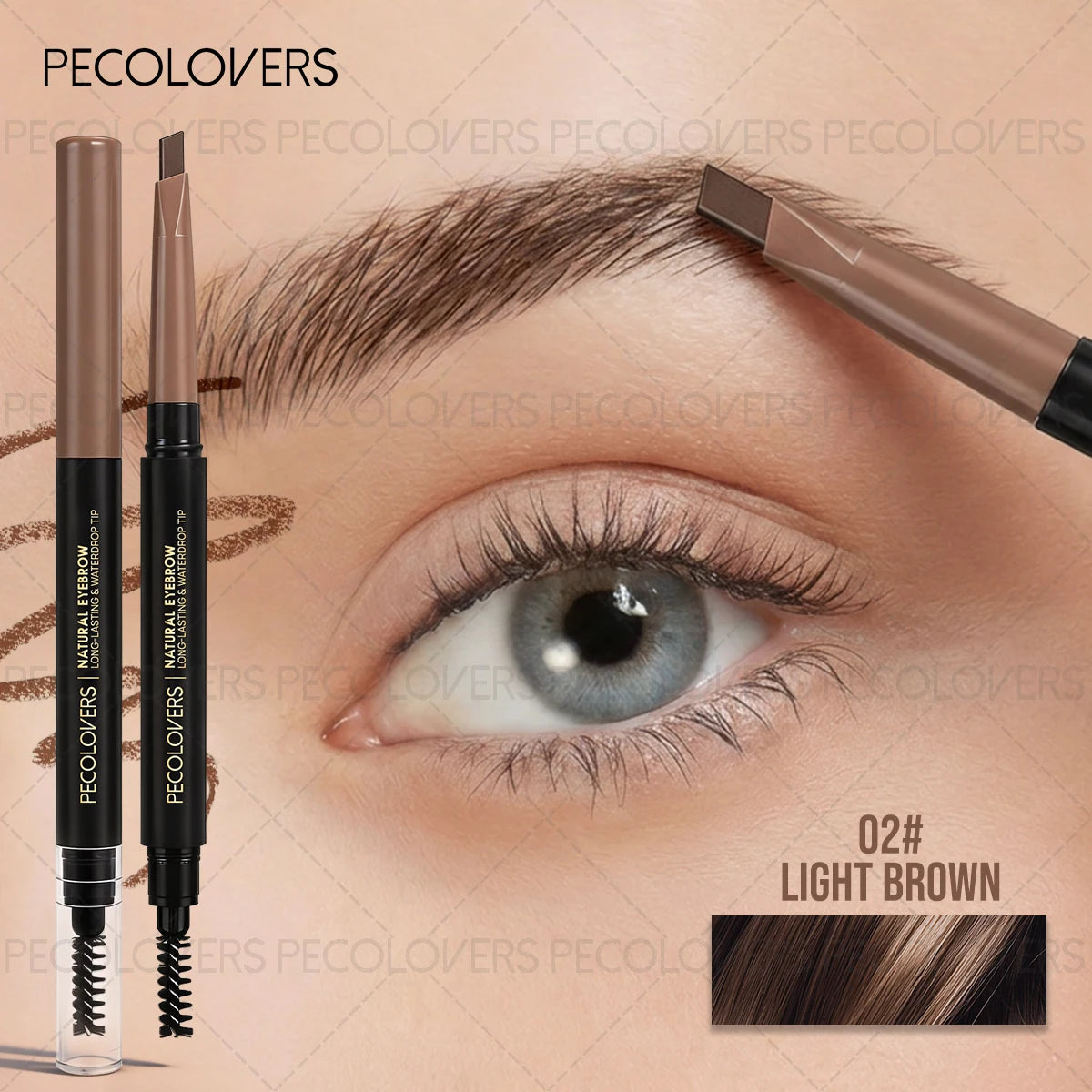 Double-ended Eyebrow Pencil Fills Gaps Eyebrows Defines Waterproof Qme 02x2PCS