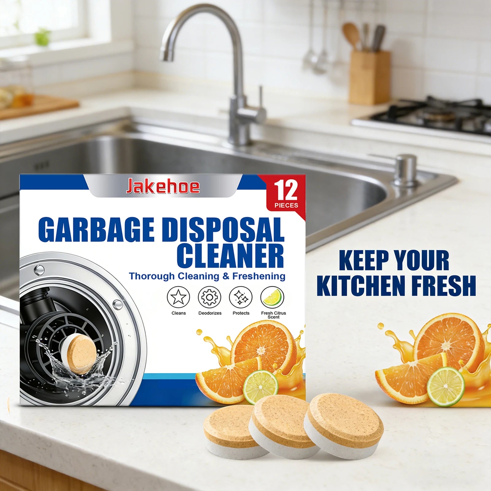 Garbage Disposal Cleaner Thorough Cleaning & Freshening Eliminate Odor Reduce Food Residue Protect Kitchen Deodorization Tablets Qme