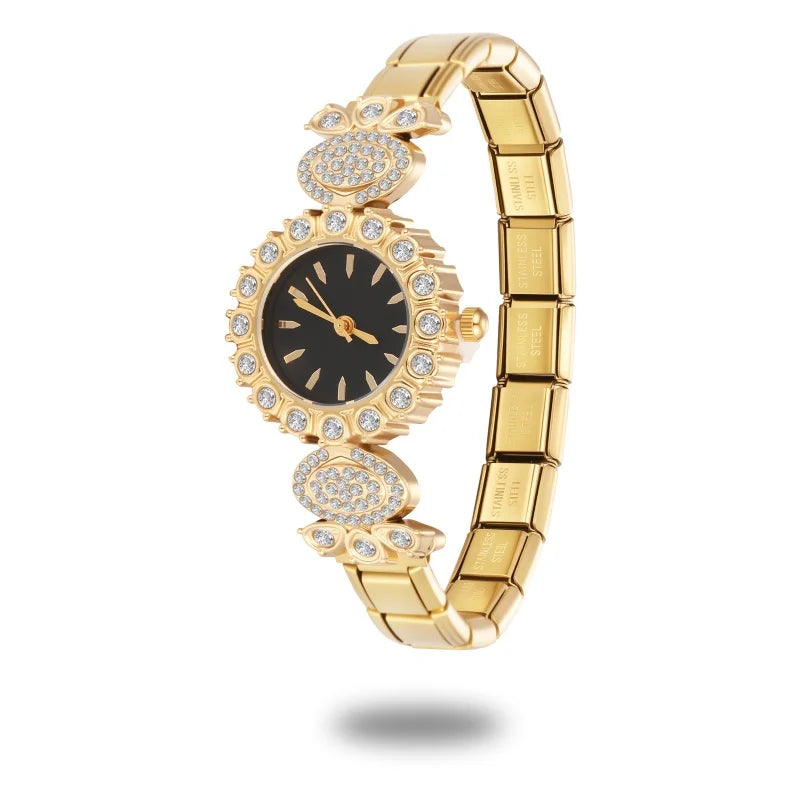 New2026 Vintage Oval Inlaid Zircon Stainless Steel Watch Bracelet