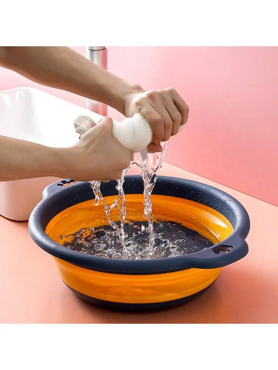 Lightweight Telescopic Portable Folding Wash Basin Easy Storage Hook Qme