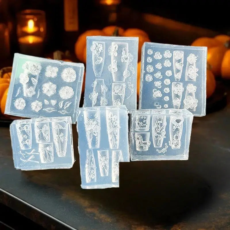 3D Floral Bow Design Manicure Decor Tools Silicone Nail Mold Stamping Qme