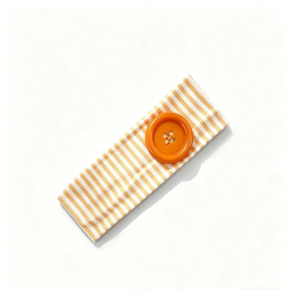 Dopamine Style Sports Striped Printed Headband Oversized Button Stretch Fabric Yoga Headband Vintage Polyester Fitness Hairband Qme Orange