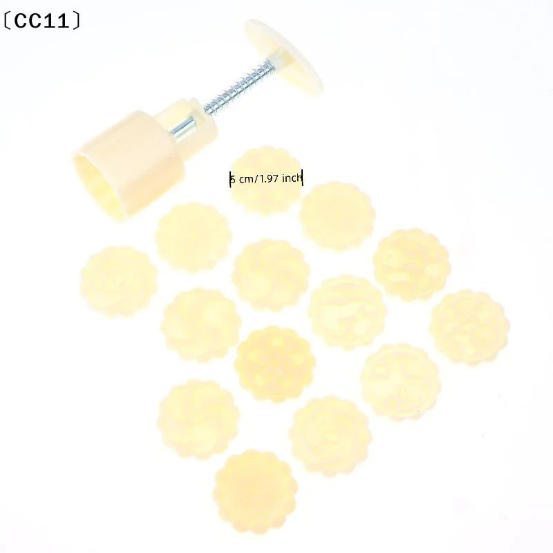 Food Safe Hand Press Flower Shaped Pastry Mold Multiple Stamps Non Qme