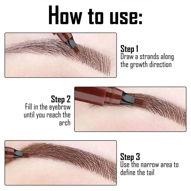 Four Forked Wild Eyebrow Pen 4 Point Pencil Waterproof Fork Tip Qme