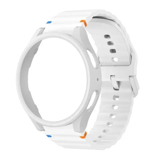 Case+Strap for Samsung Galaxy Watch 7 40mm 44mm Sport Silicone Band Bracelet PC Case Protector Cover Bumper for Galaxy Watch 7 6 Qme WW Galaxy Watch 7 40mm