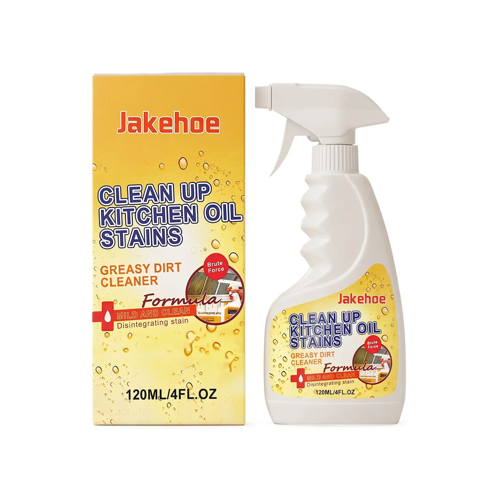 Kitchen Grease Stain Remover Spray Dissolve Caked Cooking Grease Remove Food Residue Fast-Acting Multi-surface Gentle Degreaser Qme 120ml Boxed