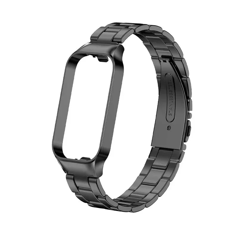 Strap For Xiaomi Mi Band 8 Active Bracelet for Xiaomi Smart Band 8 Active Stainless Steel Metal Watchband Mi Band 8 Active Qme Black 3 for Redmi Band 2