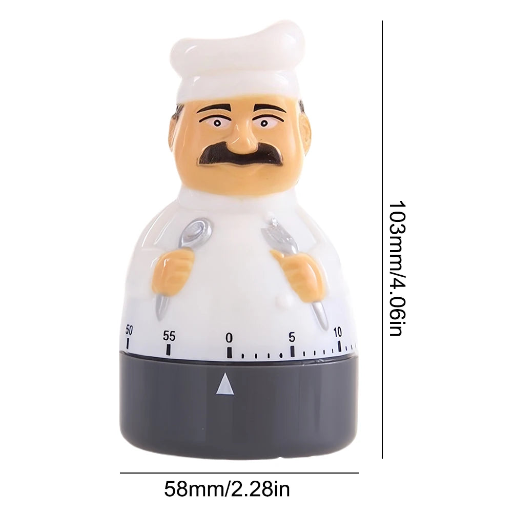 Cartoon Chef Shaped Kitchen Timer Cartoon Timing Accessory Kitchen Cooking Baking Time Reminder for Cooking Baking Frying Qme