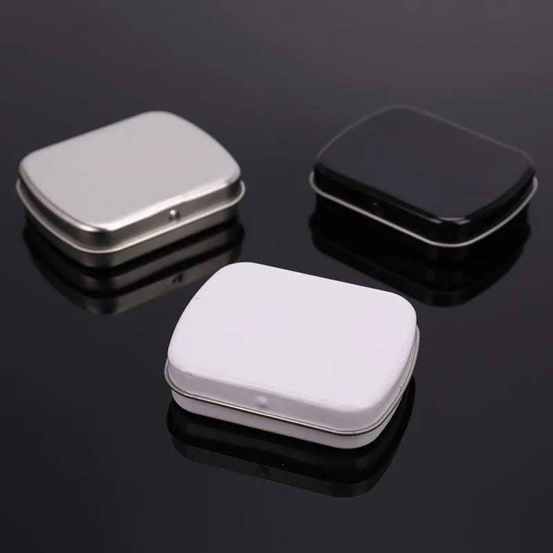 Survival Small Empty Metal Silver Black Flip Storage Box Case Key Qme