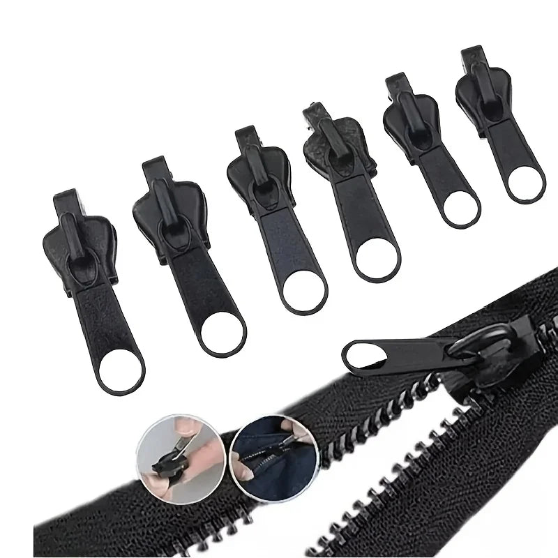 6Pcs Universal Zipper Repair Kit - Instant Zipper Fixed Replacement with Slider, Removable & Reusable Zipper Head, 3 Sizes Qme