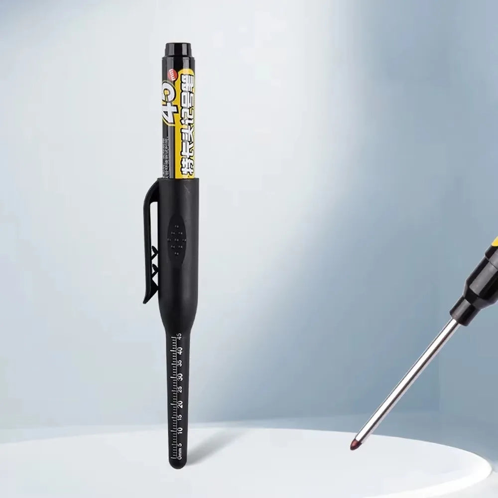 1-10Pcs Multi-Purpose 45mm Deep Drill Hole Long Nib Waterproof Marker Pens for Bathroom Woodworking Long Head Carpenter Pen Qme 1 black
