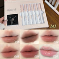 QIBEST 6Pcs/Box Matte Lipstick Sets And Mirror Watery Lip Glaze Lasting Lip Makeup Sets Moisturizing Lipgloss Necklace Gift Qme A Matte Lipstick