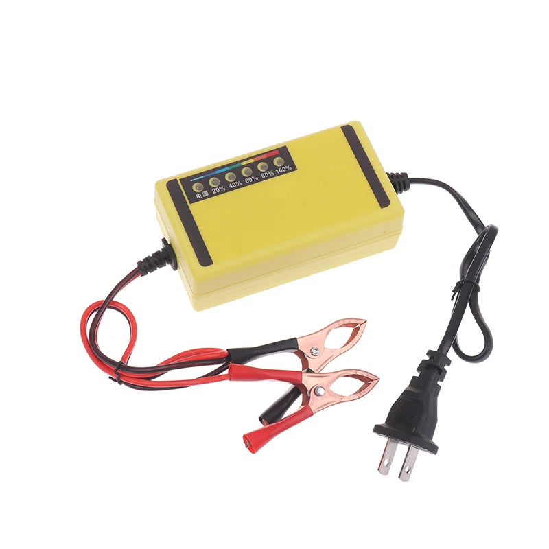 12V 4AH-20AH Car Battery Charger 220V Power Puls Repair Charger Wet Dry Lead Acid Battery LED Display Moto Truck Battery Charger Qme Yellow