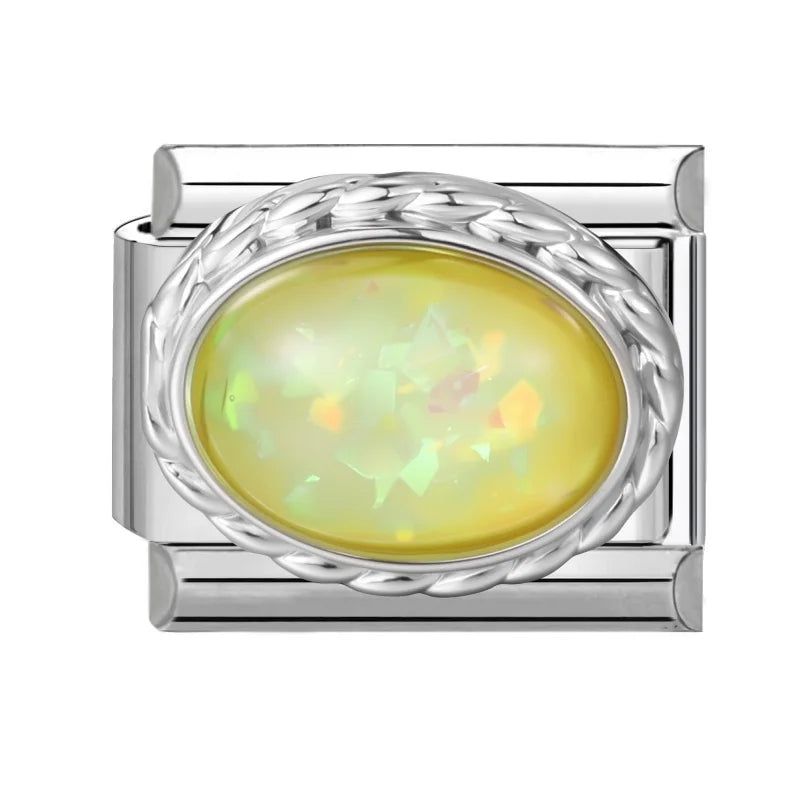 2026 Y2K Shiny Opal Gems Oval Bright Italian Charm Links Fit 9mm Stainless Steel Bracelet Women Jewelry DIY Making Dropshipping Qme Style 7
