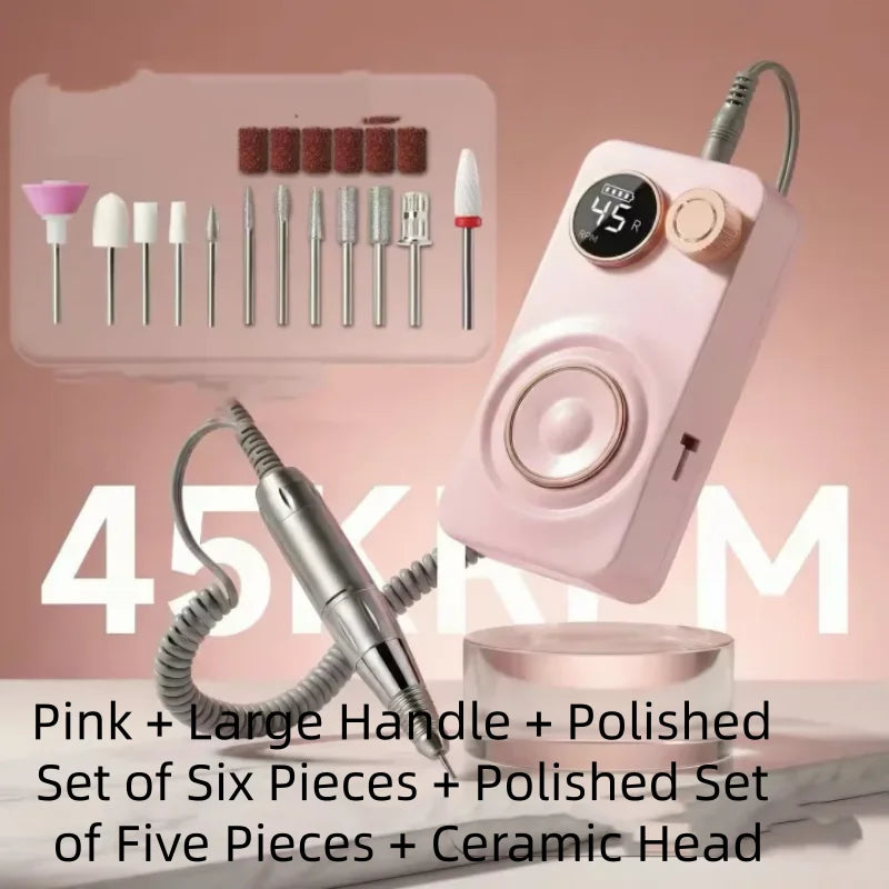 35000RPM Portable Low Noise Electric Handle Nail Remover Dead Skin Removal Nail Polish Grinding Machine for Nail Salons Qme 1pcs Pink B