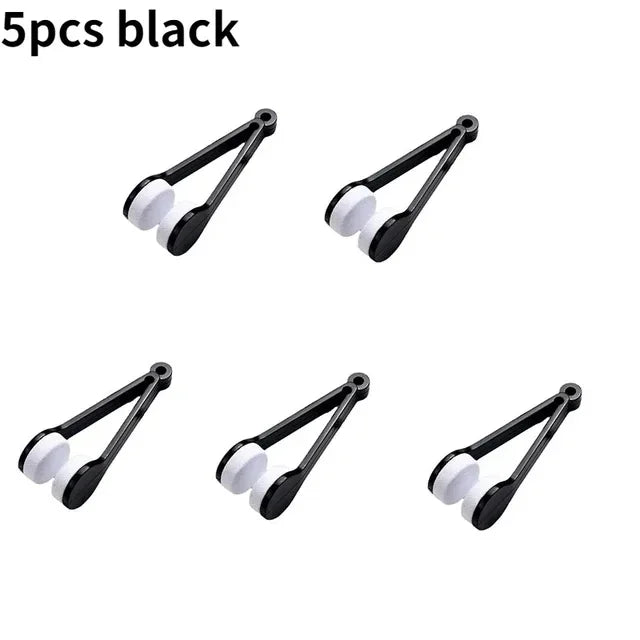 New Creative Two-Side Glasses Brush Soft Microfiber Spectacles Cleaner Glasses Cleaner Rub Eyeglass Cleaning Brush Wiping Tool Qme Black 5pcs
