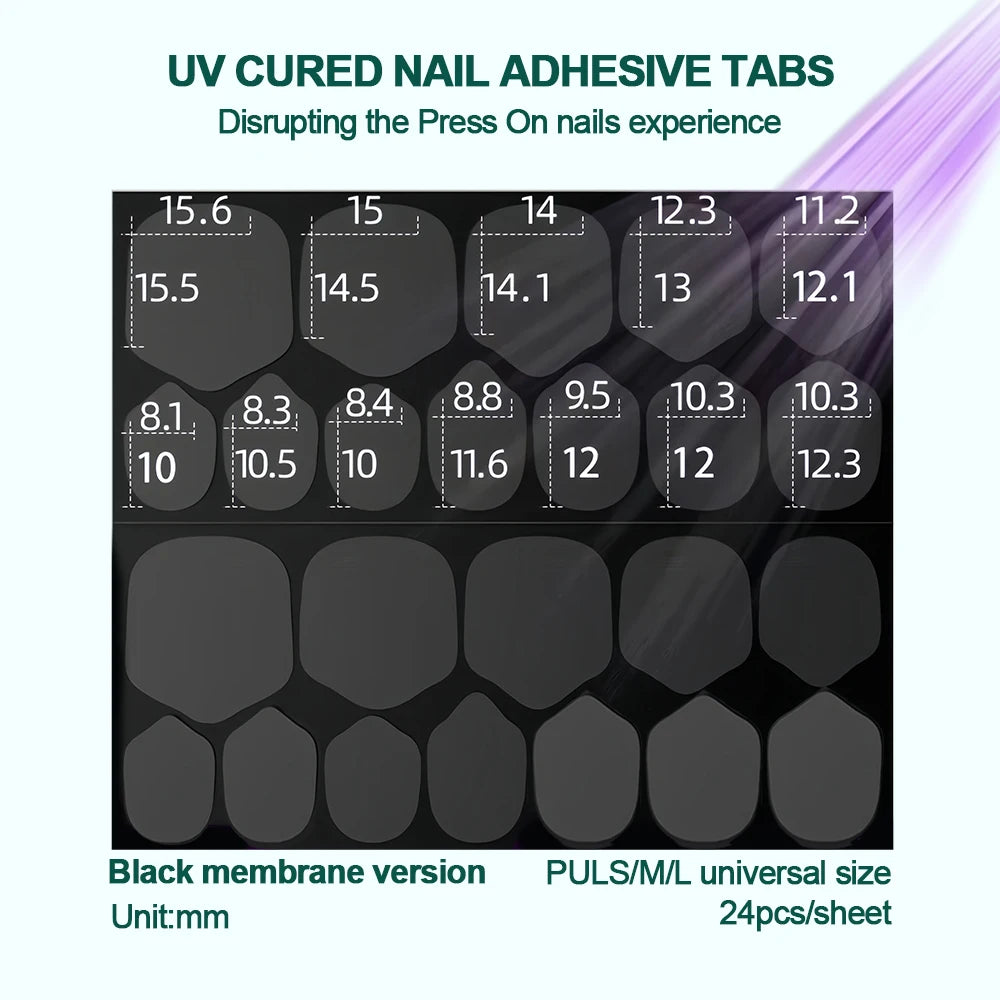 Nailpop UV Cured Nail Adhesive Tabs Sticky Breathable Double Sided Qme M 10pcs
