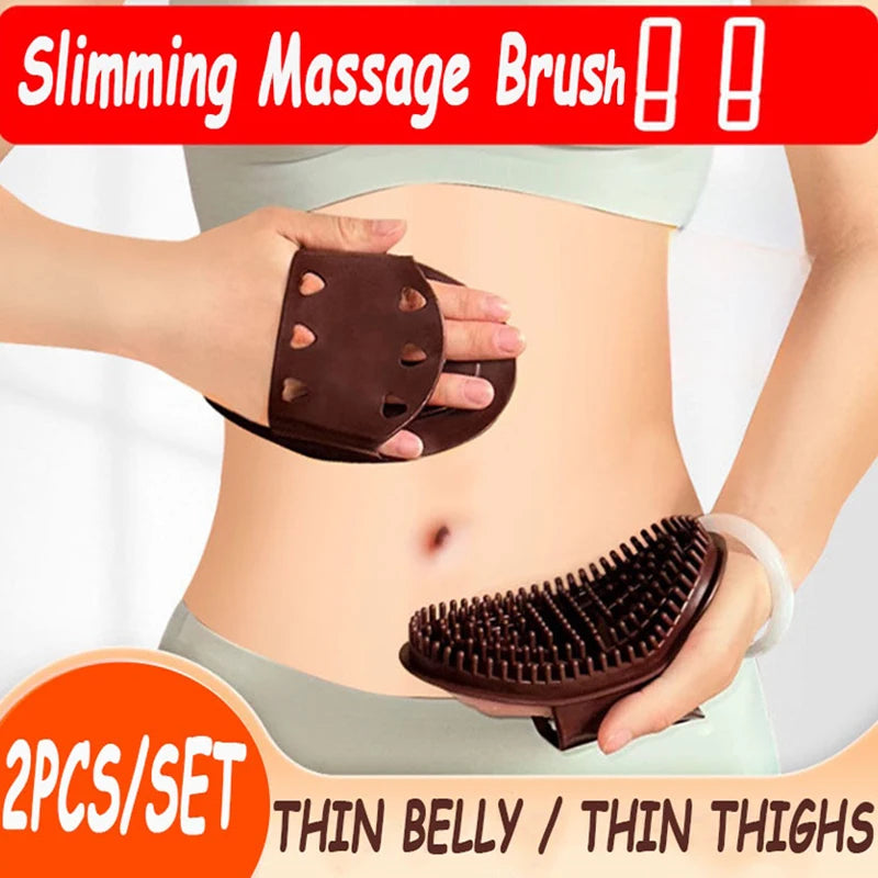 2 Brown Body Massage Brushes Meridian Stimulation Home Salon Beauty Qme