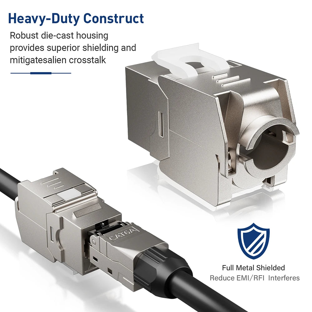 Free Crimping Network Shielded Module CAT6A CAT7 Zinc Alloy Shell RJ45 Keystone Jack Connector Network Insert Tool-Free Coupler Qme