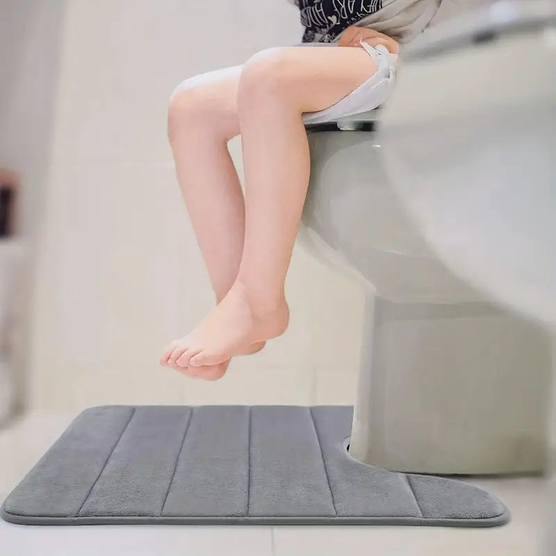 U-shaped Toilet Mat Bathroom Carpet Memory Foam Bath Anti-skid Qme
