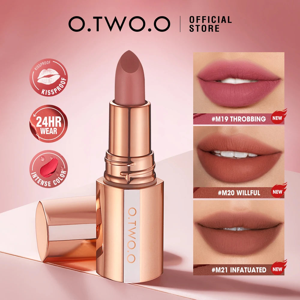 O TWO Matte Lipstick Lip Tint 8 Colors Waterproof Long Lasting Qme