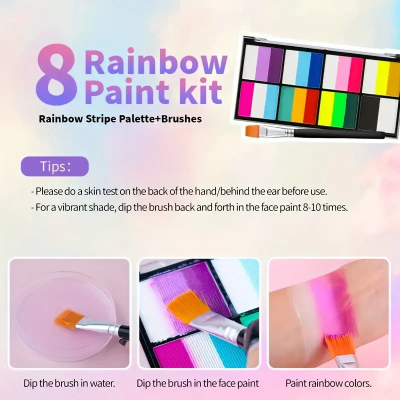 8 Colours Water-soluble Rainbow Palette Children's Face Body Paint Qme