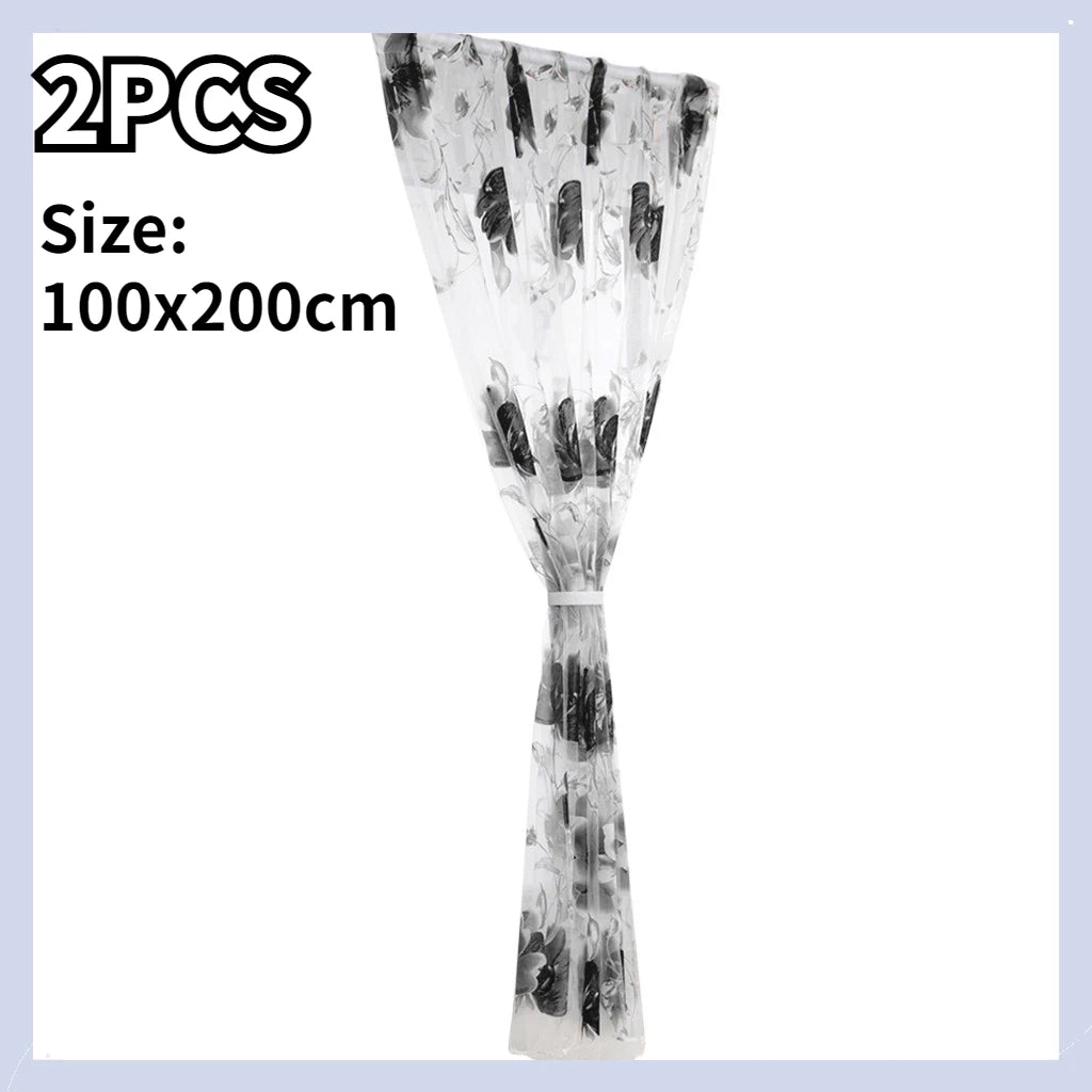 1 Vines Leaves Tulle Door Window Curtain Drape Panel Sheer Scarf