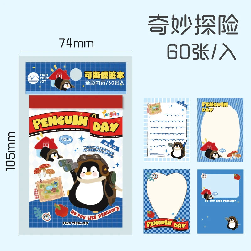 TIANZI 60/240 Pcs Penguin Theme Loose Leaf Decorative Paper Notes Memo Message To-Do List Office Stationery Supplies Qme C