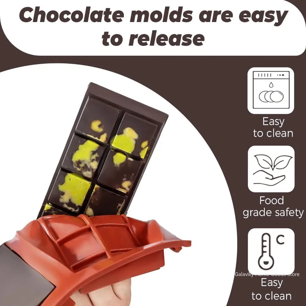 Dubai Chocolate Mold Bar Pistachio Silicone Thick Filling Bars Large Qme