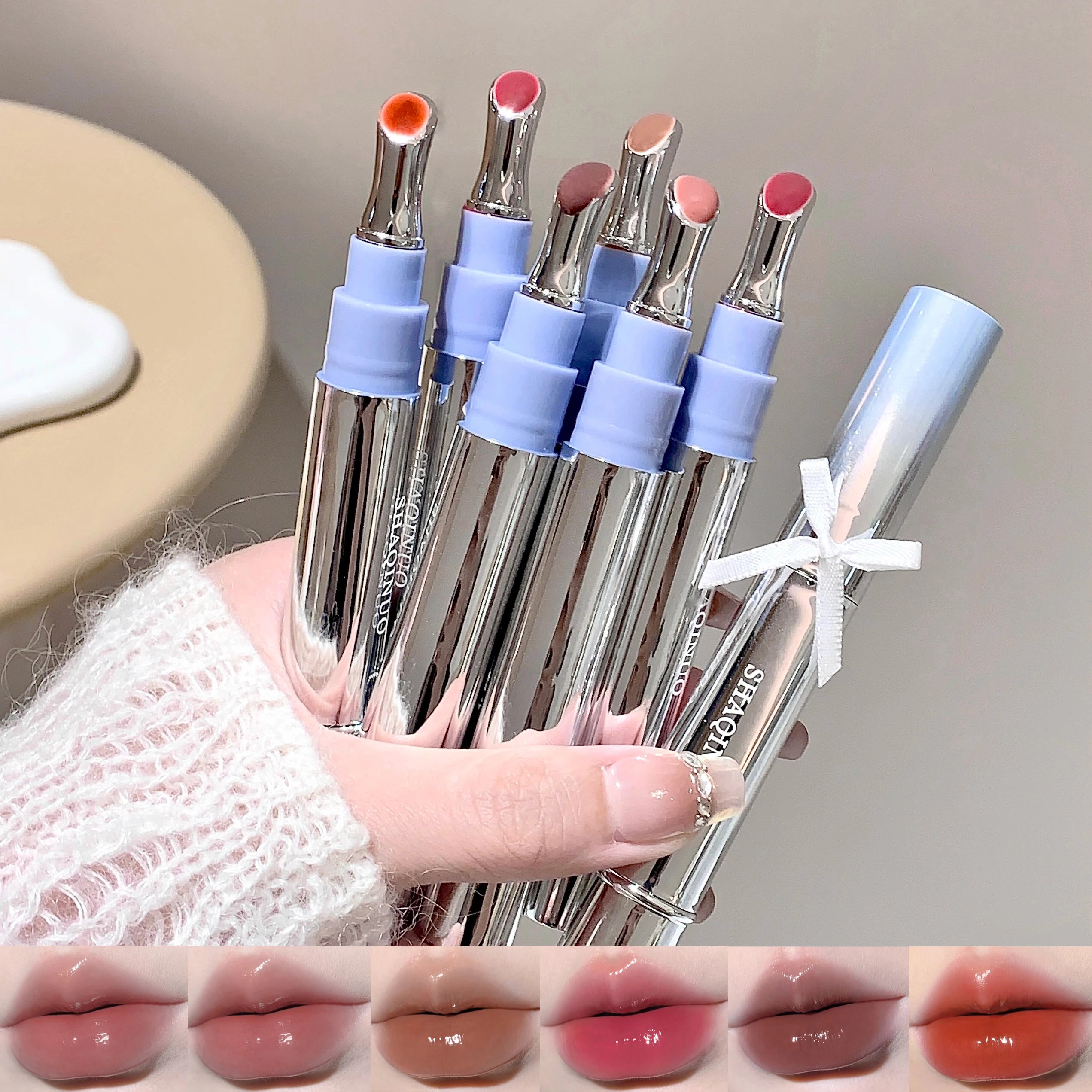 SHAQINUO Lip Gloss Moisturizing Mirror Long-lasting Lipstick Qme