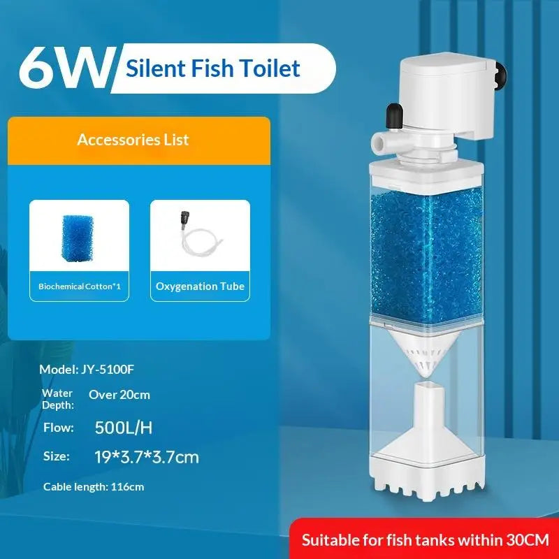 220V 6 In1 Aquarium Filter Pump Fish Tank Submersible Silent Air Qme 6W