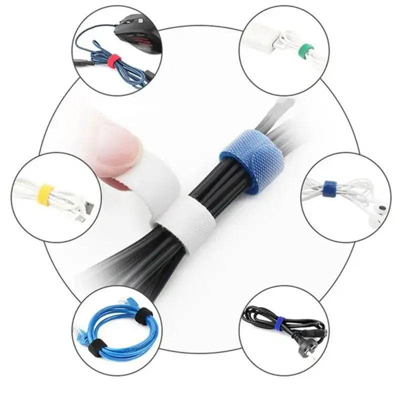 Organized Cable Setup 30 50 Reusable Hook Loop Straps Qme